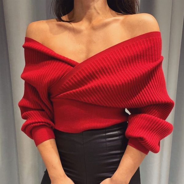 V-Neck Wrap Pull Sweater Jumpers 4