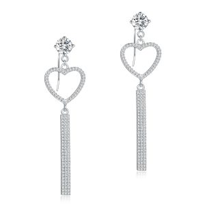 Heart Luxury Solid 925 Sterling Silver Earrings
