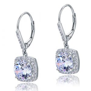 brilliant created diamond silver earrings