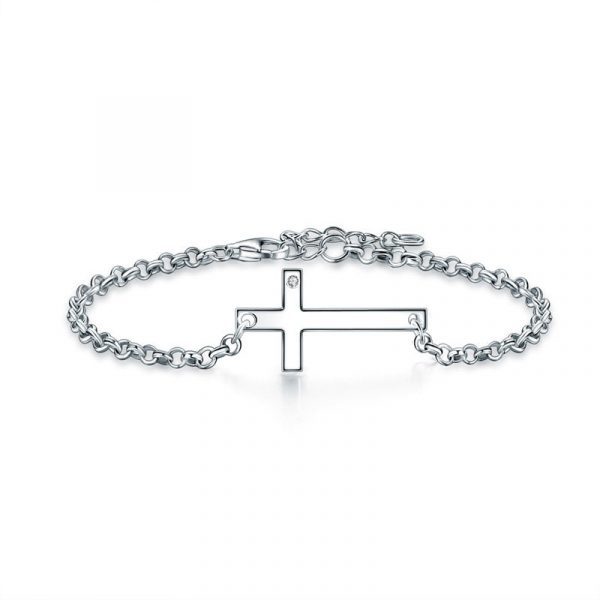 cross sterling silver bracelet