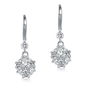 cube created diamond silver earrings