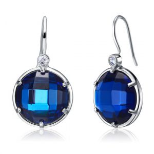 navy blue silver earrings