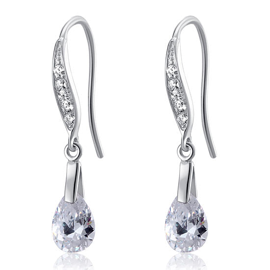 pear diamond silver earrings