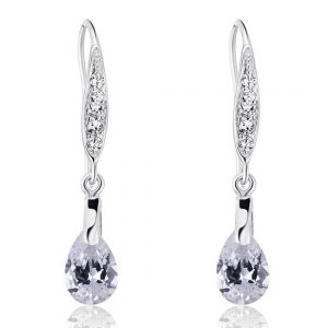pear diamond silver earrings