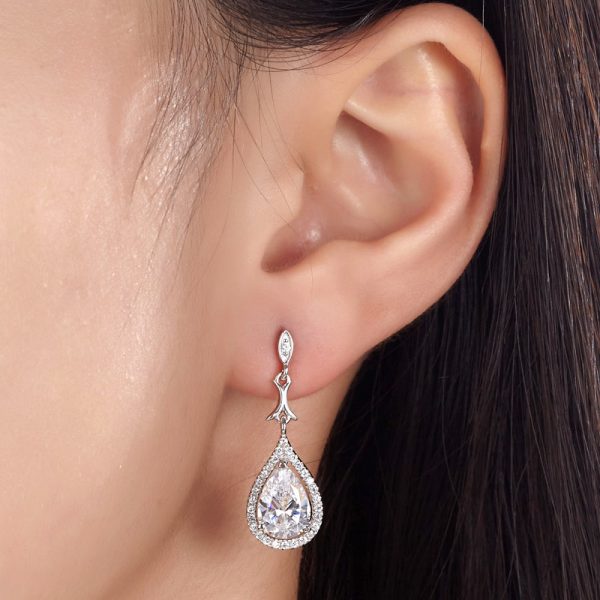 vintage pear sterling silver earrings