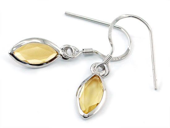 yellow citrine silver earrings