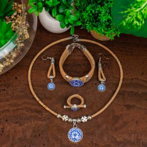 Blue cork jewellery set